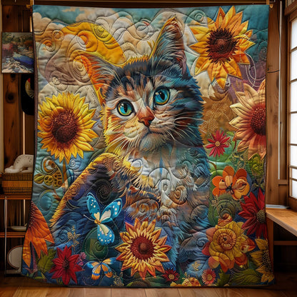 Cat In The Field Sunflower WO3008016CL Quilt