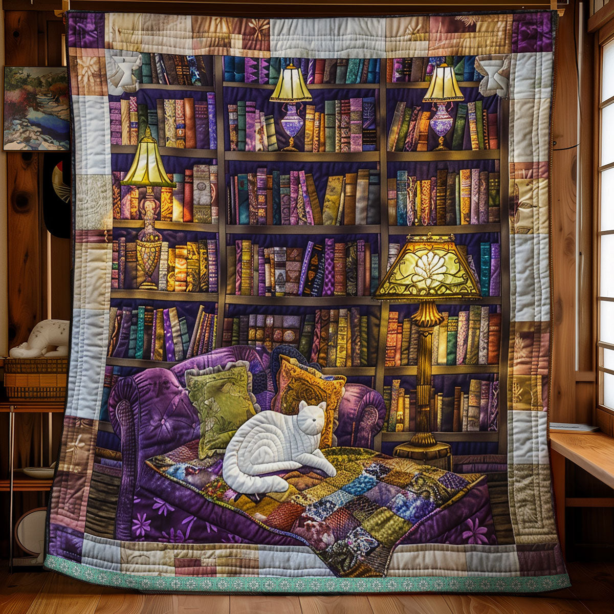 Cat Loves Books XR3008005CL Quilt