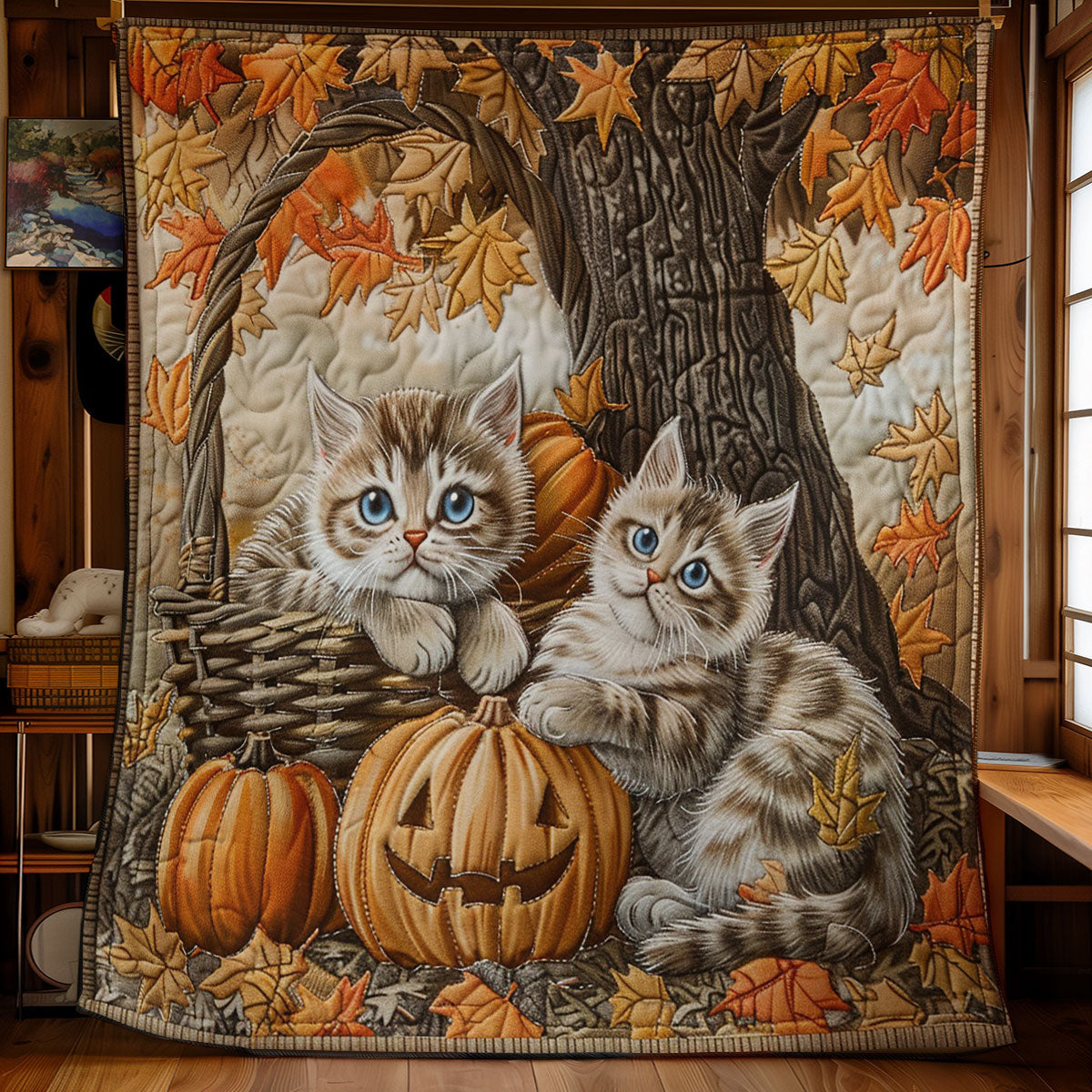 Cats And Pumpkin WO3008019CL Quilt