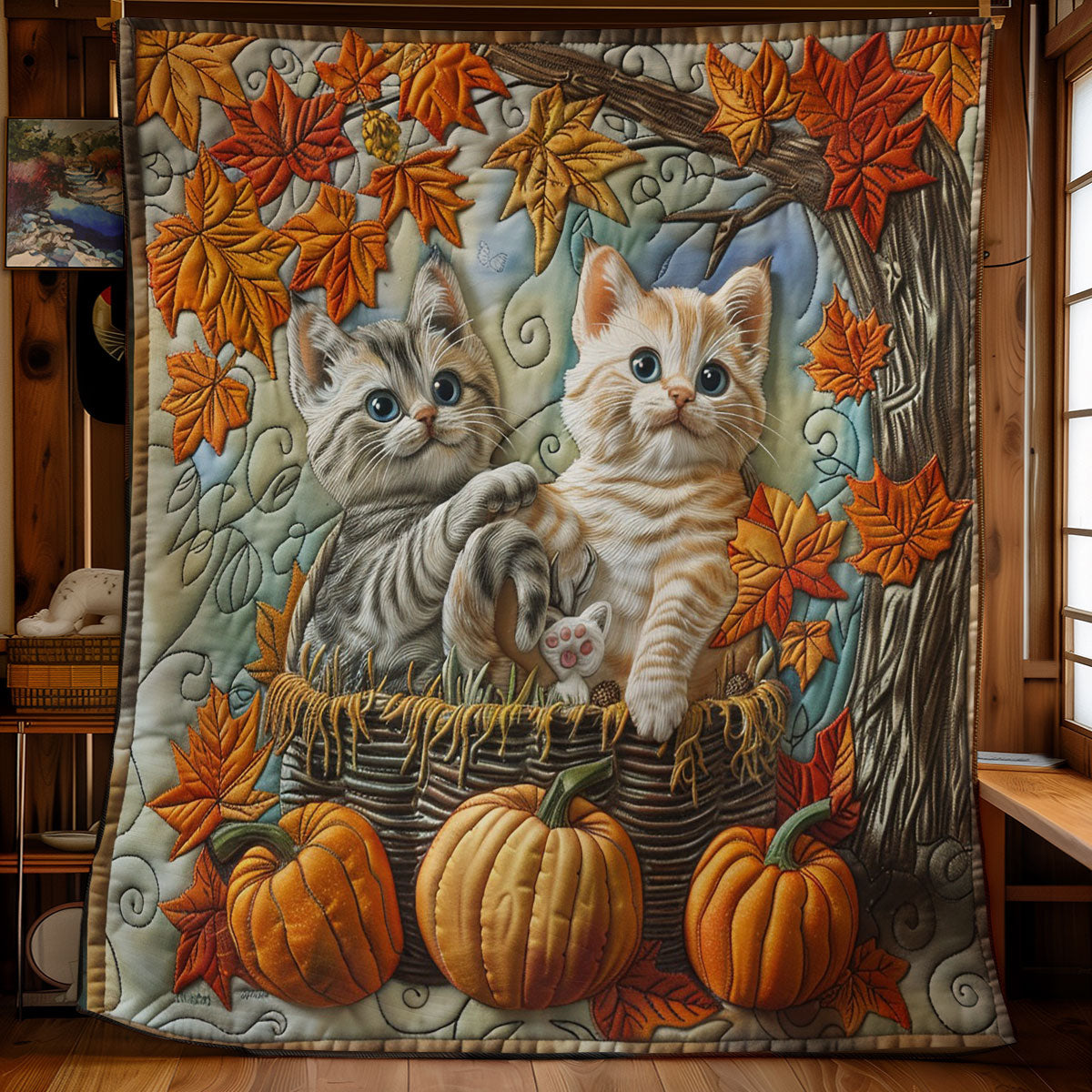 Cats And Pumpkins WO2008020CL Quilt