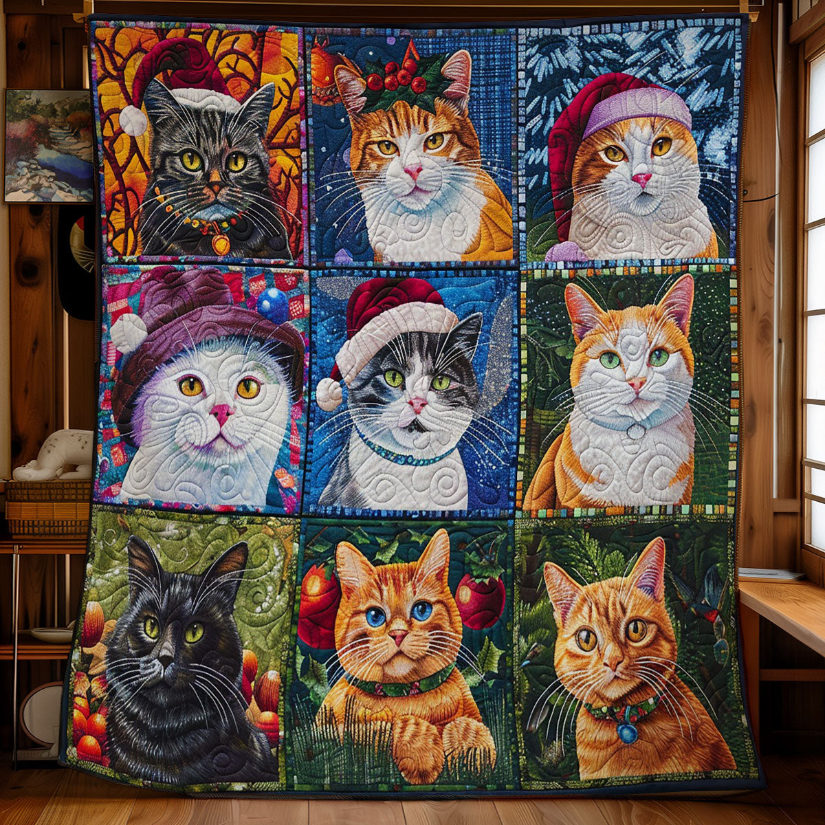 Christmas Cat And Friends WM1508024CL Quilt