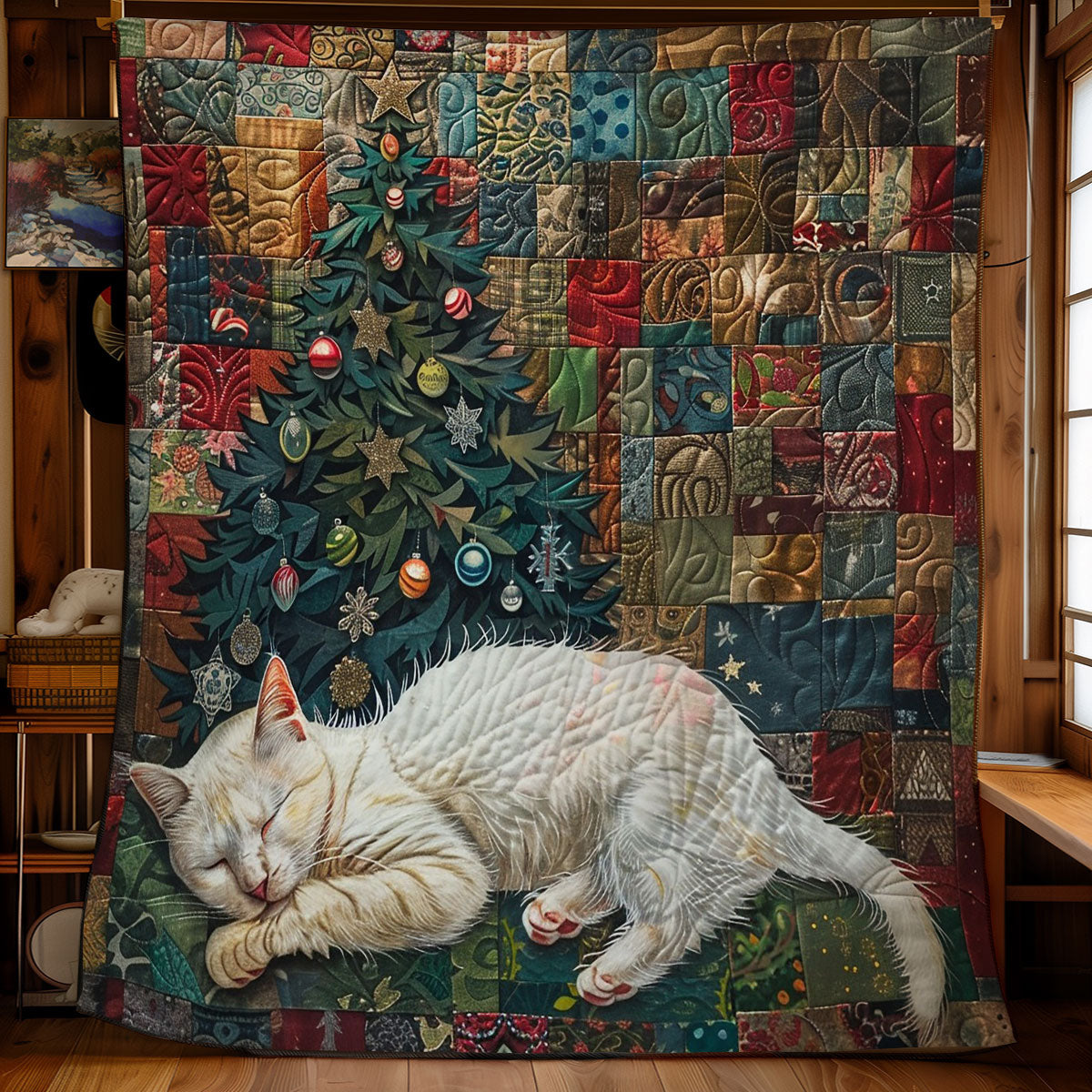 Christmas Sleeping Cat WM13080010CL Quilt