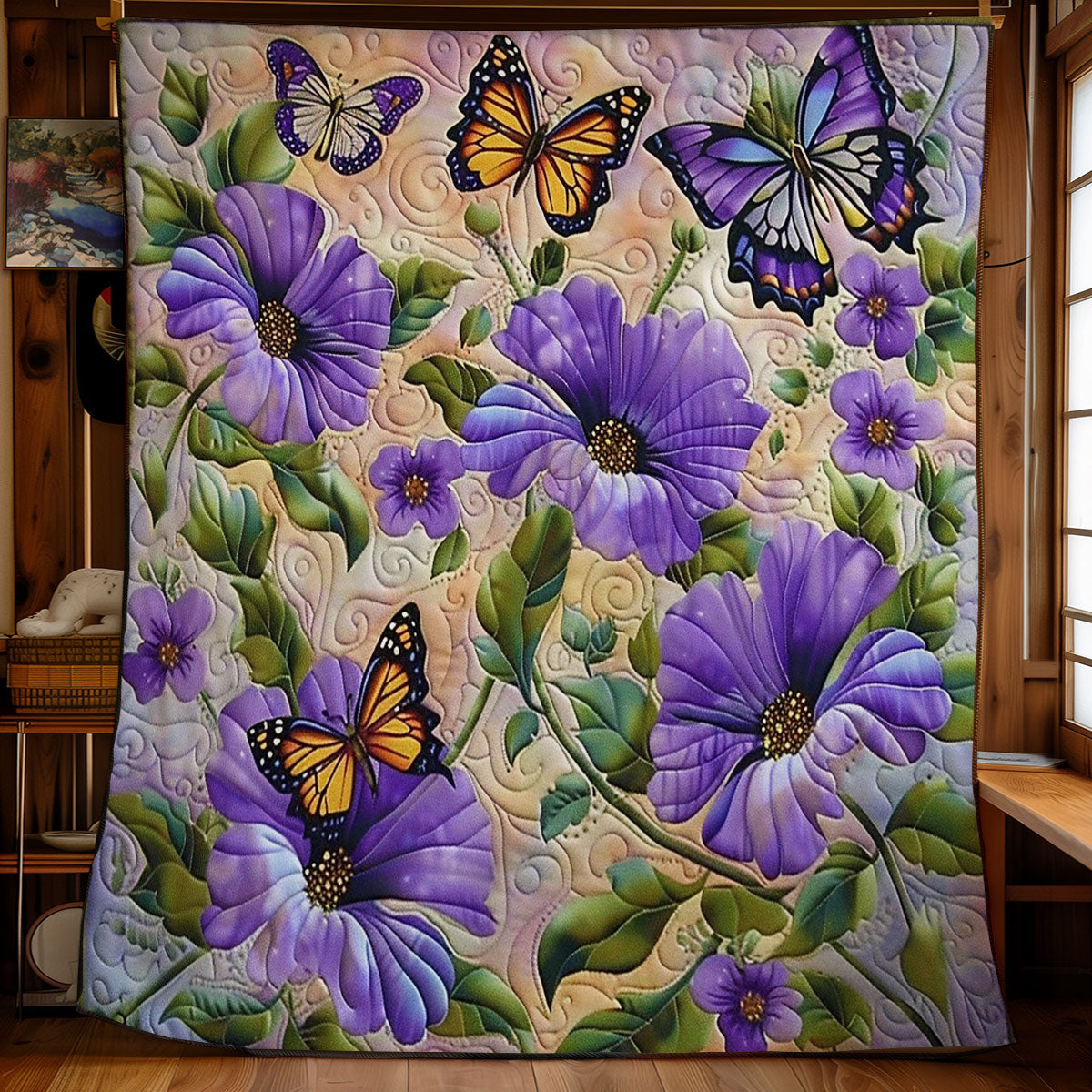 Color Floral Butterfly WM1408013CL Quilt