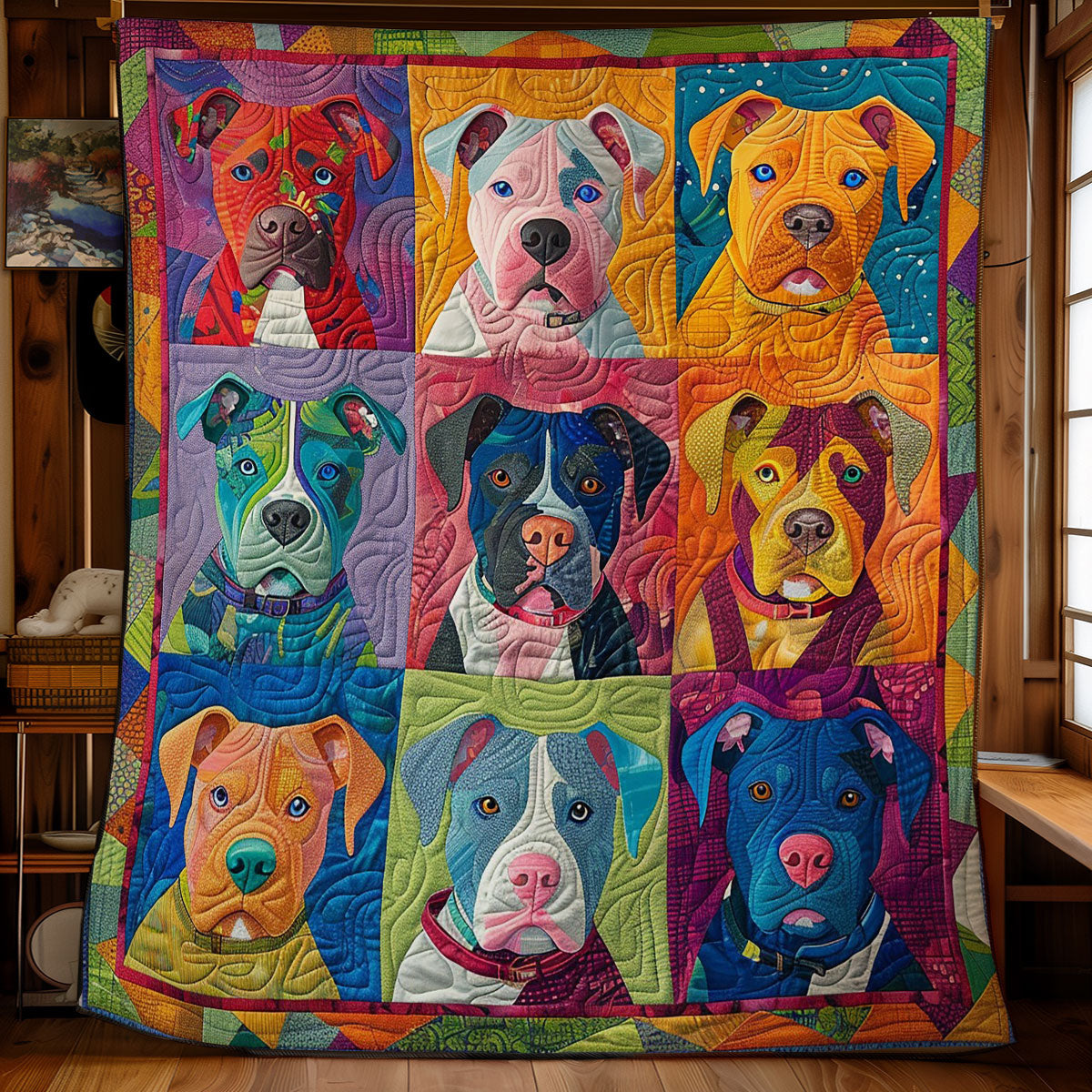 Colorful Dogs Face WM1308008CL Quilt