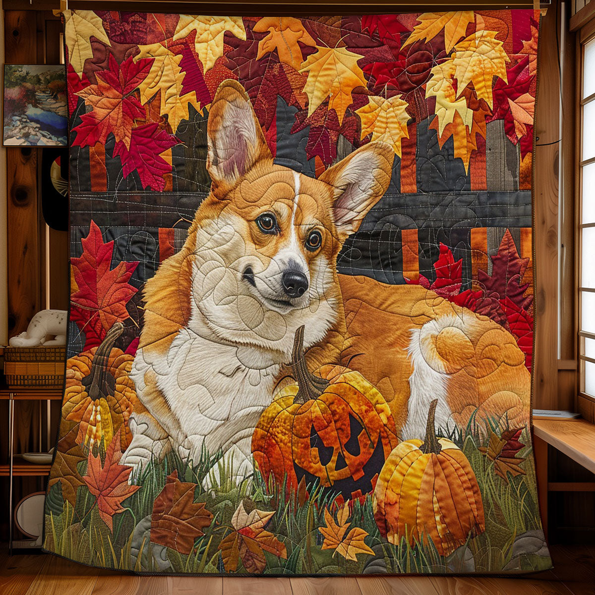 Corgi Dog With Autumn WO2608040CL Quilt