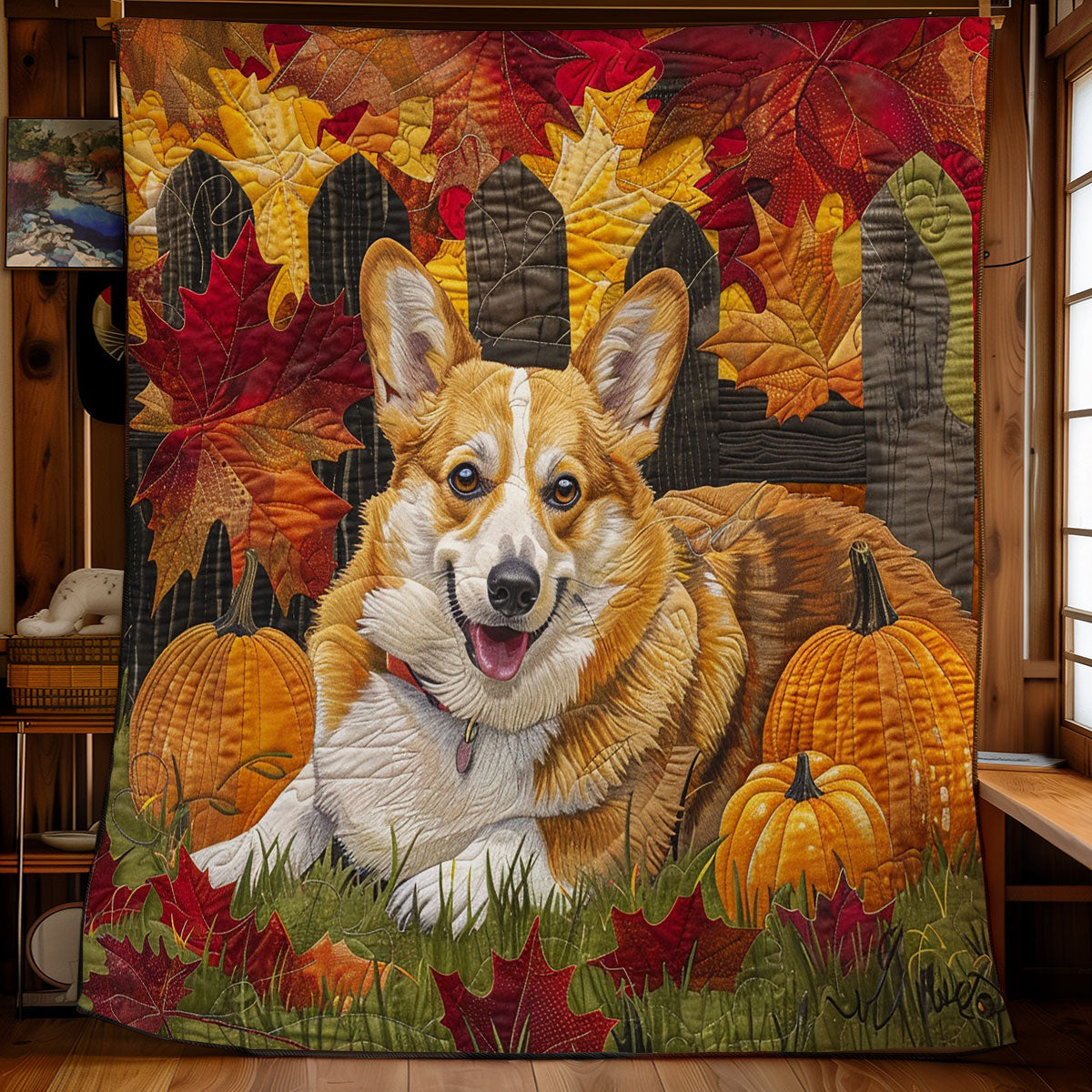 Corgi Dog With Autumn WO2608042CL Quilt