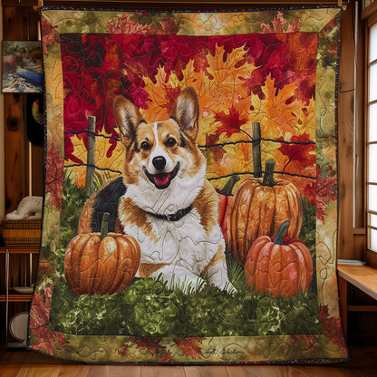 Corgi Dog With Pumpkins WO2608041CL Quilt
