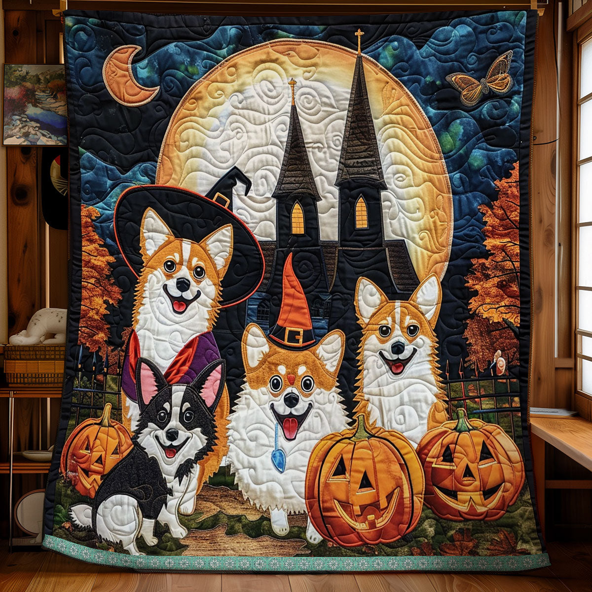 Corgi Witch And Boo XR3008019CL Quilt