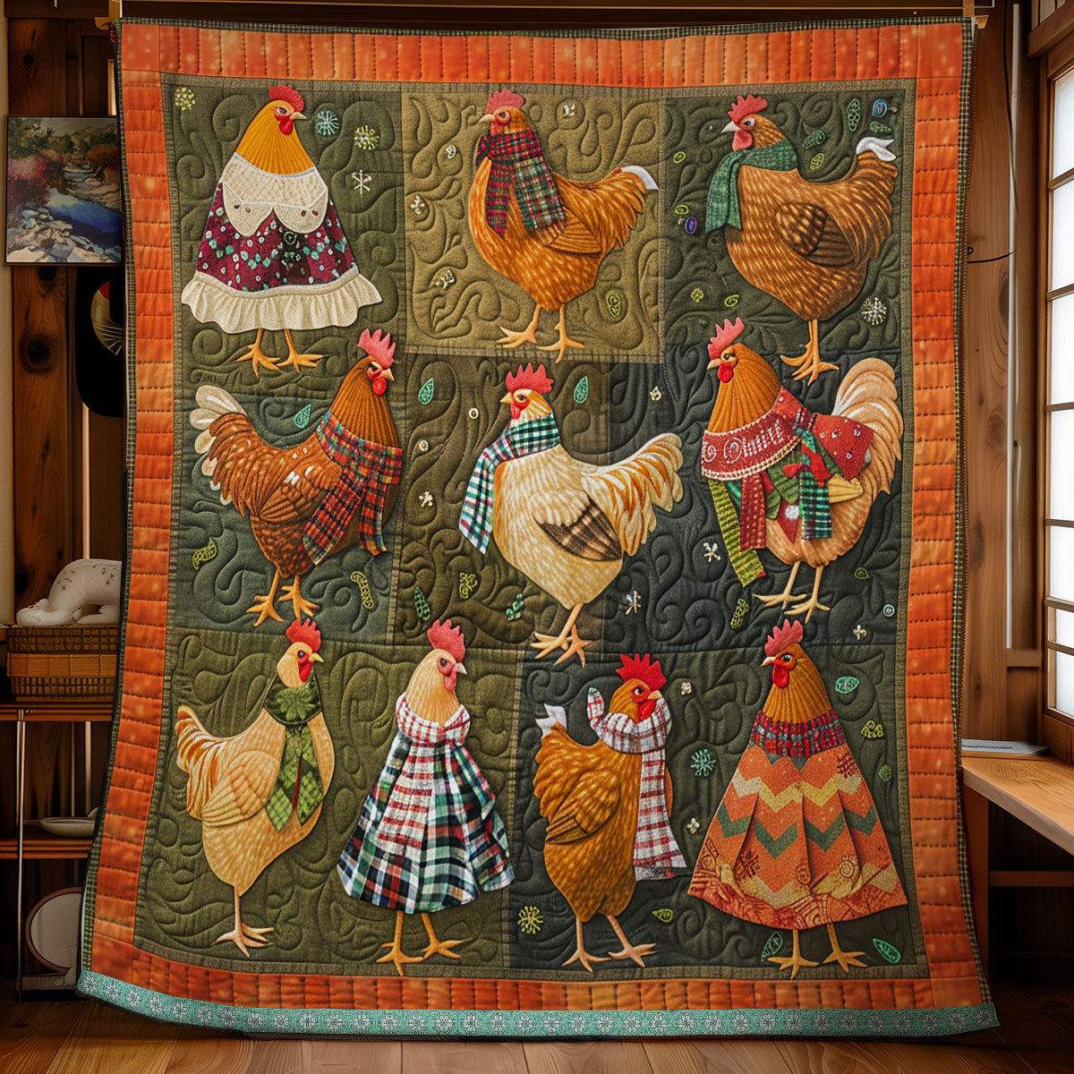 Countryside Roosters XR0409023CL Quilt
