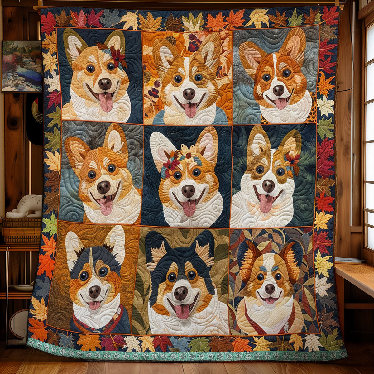 Cute Corgi Autumn XR2708011CL Quilt