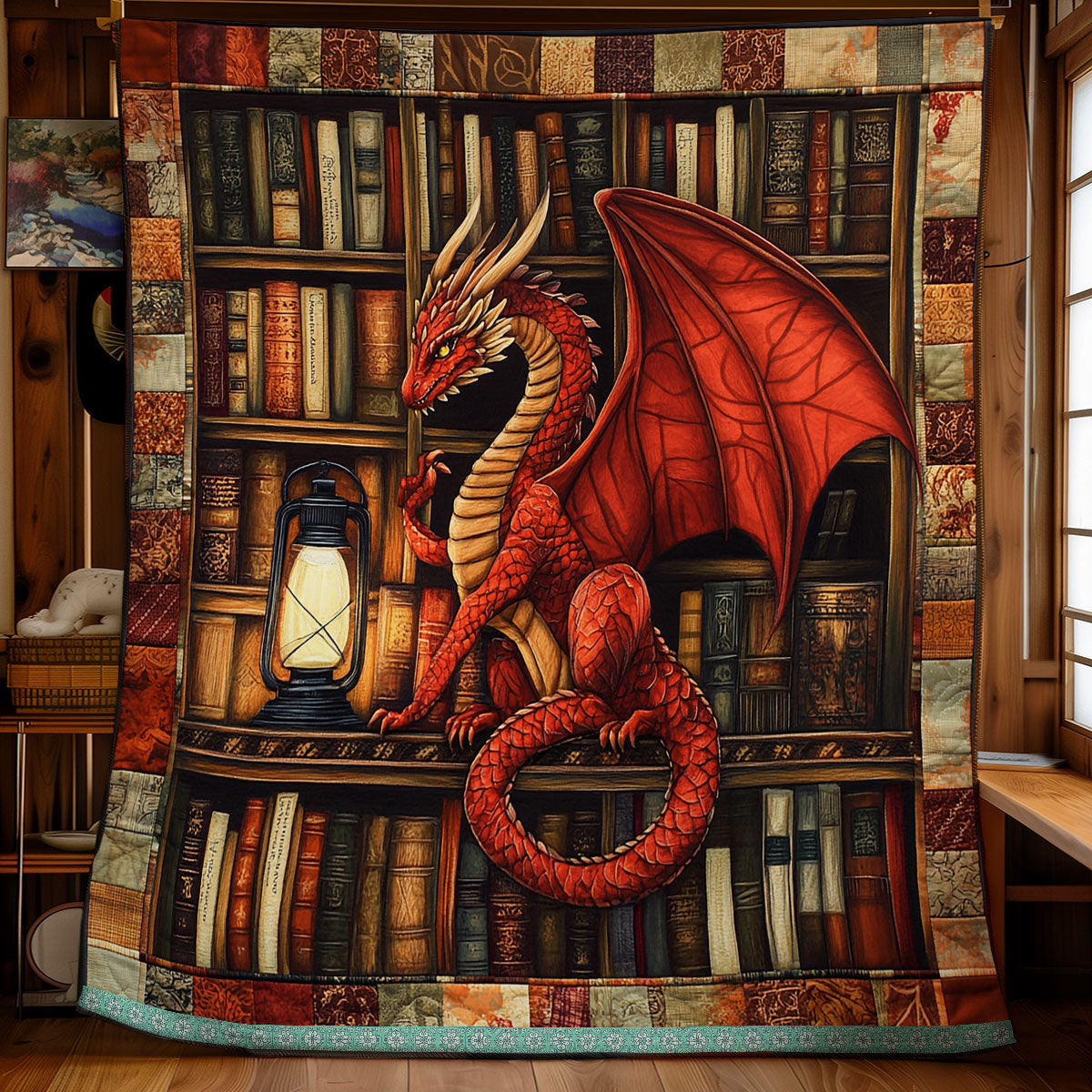 Dragon And Bookself XR0409029CL Quilt