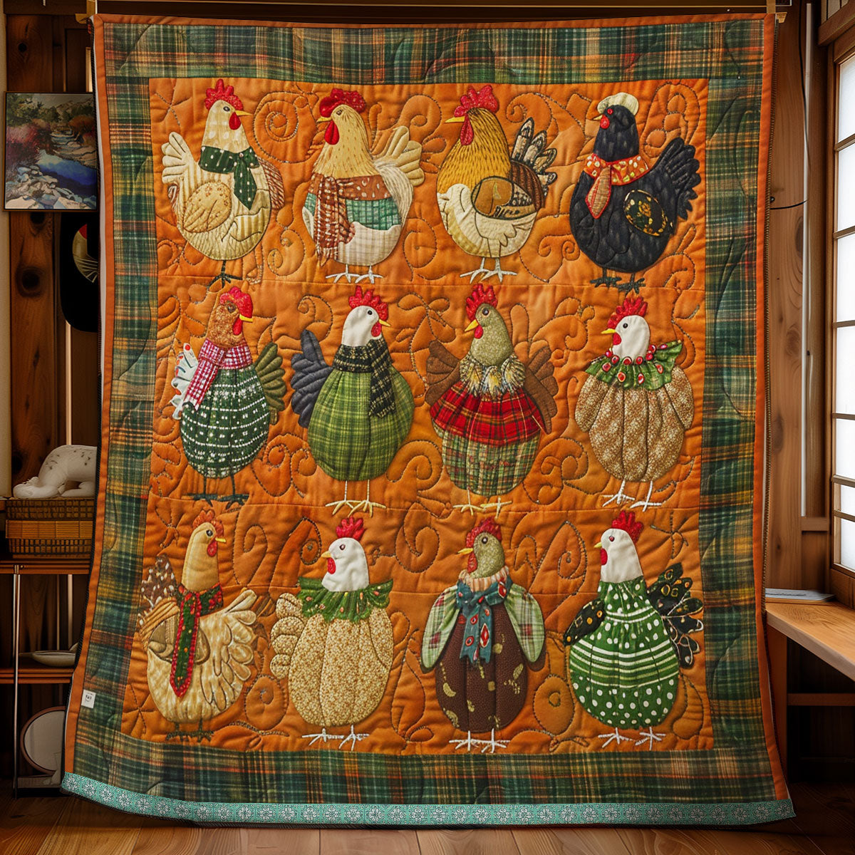 Farmyard Chickens XR0409021CL Quilt