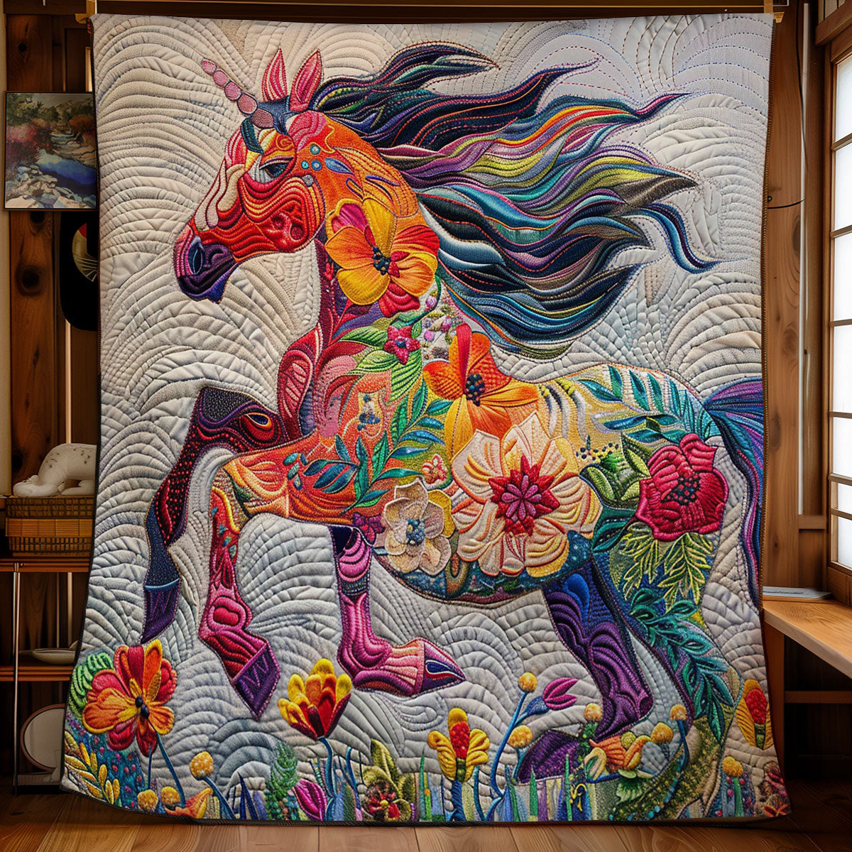 Florals Horse WM1408002CL Quilt