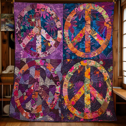 Four Peace Sign Hippie WM1508030CL Quilt