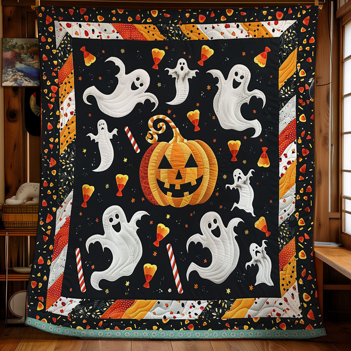 Ghostly Pumpkins XR1009004CL Quilt