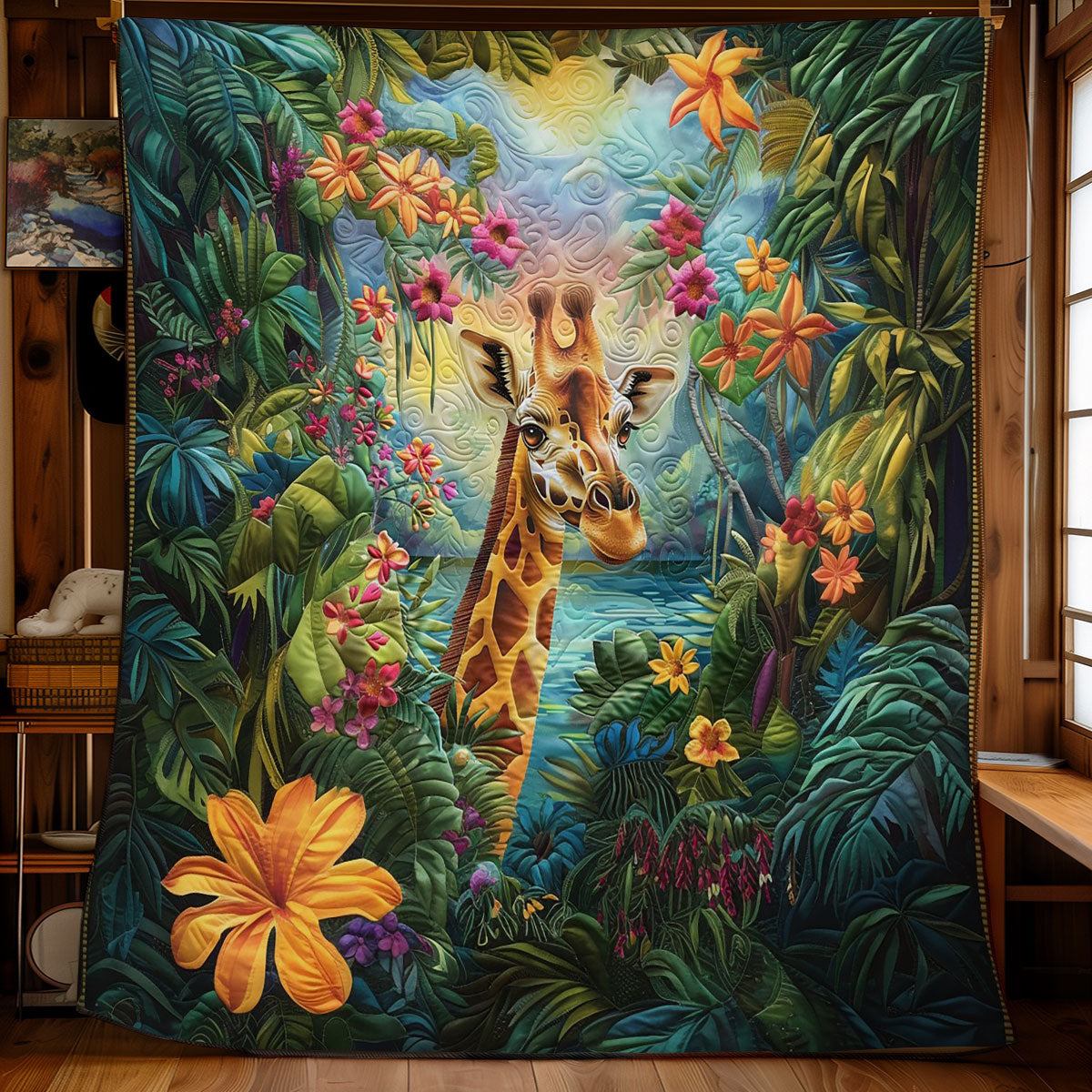 Giraffes And Flowers WO2308008CL Quilt