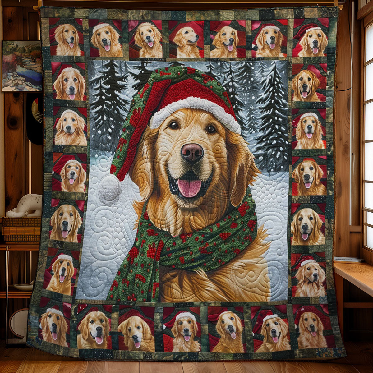 Golden Retriever With Christmas WO2608023CL Quilt