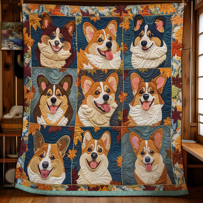 Happy Corgi Autumn XR27008005CL Quilt