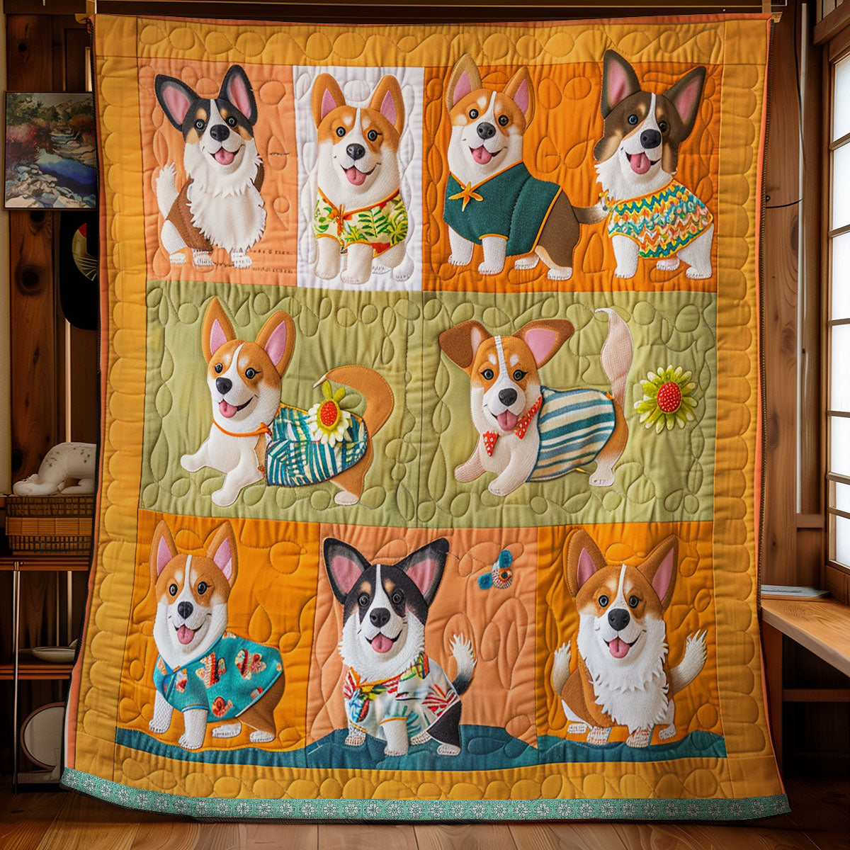 Happy Corgis XR2808024CL Quilt