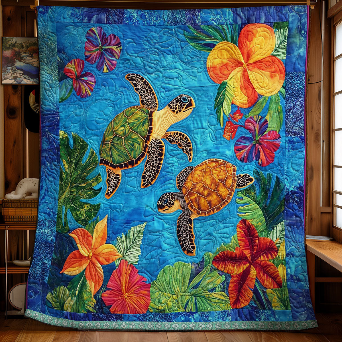 Hibicus Sea Turtles XR1409011CL Quilt