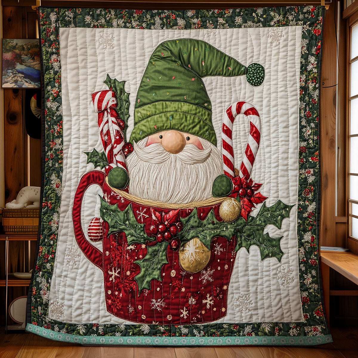 Holly Berries Gnome Cup XR1009027CL Quilt