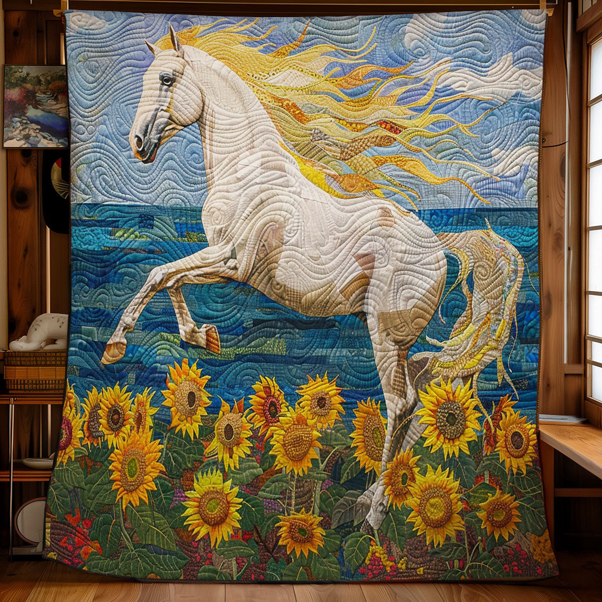 Horse And Flowers WM1008035CL Quilt