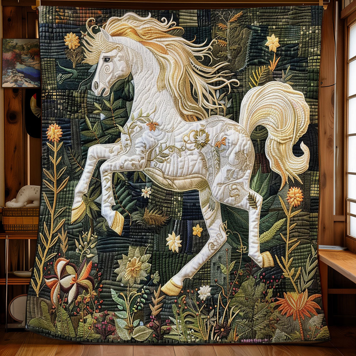 Horse In Night Forest WM1008040CL Quilt