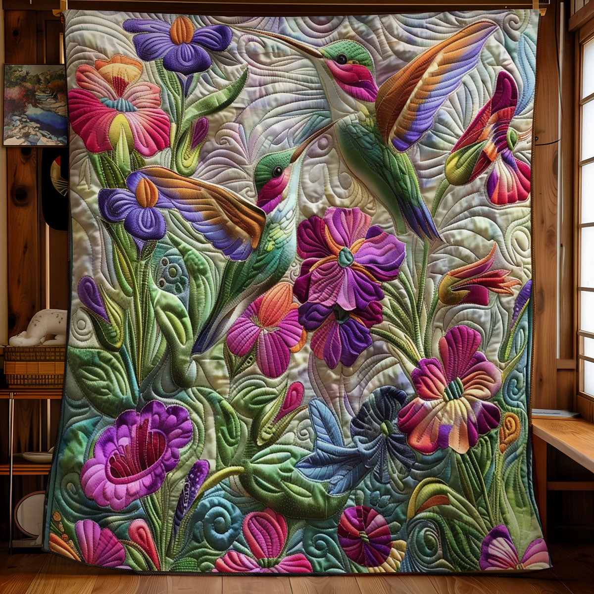 Hummingbird And Florals WO2208050CL Quilt