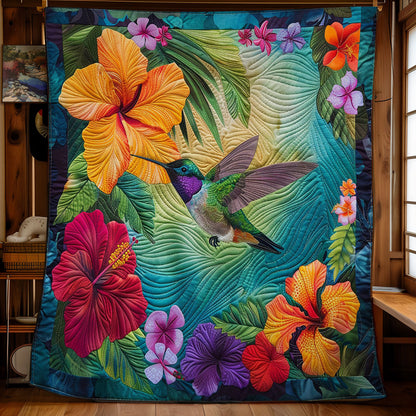 Hummingbird And Hibiscus Flowers WO2208032CL Quilt