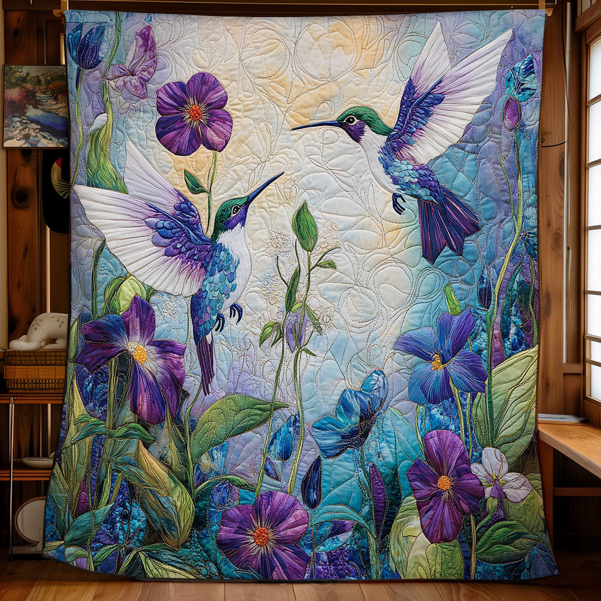 Hummingbird Floral Flight WG2408004CL Quilt