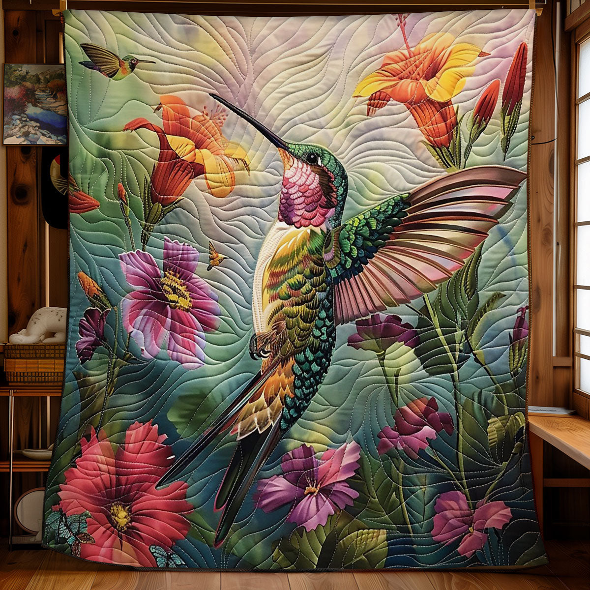 Hummingbirds And Flowers WM1308002CL Quilt