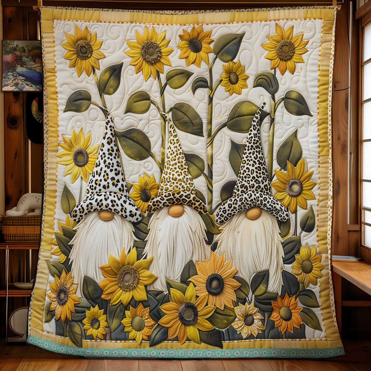 Leopard Sunflower Gnomes XR2808021CL Quilt