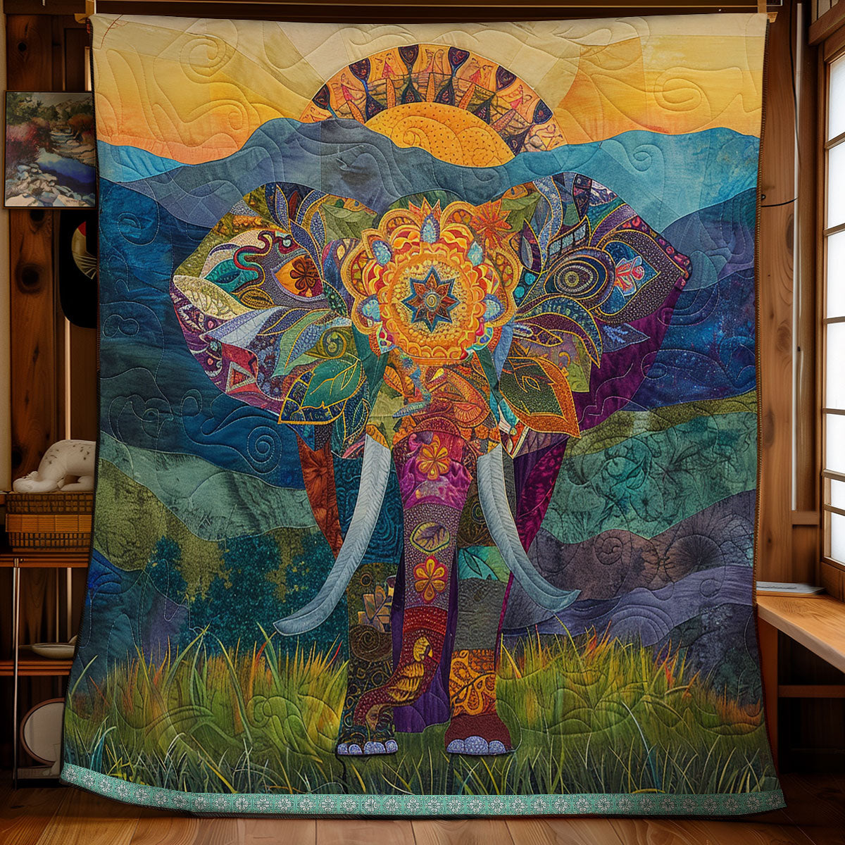 Mandala Elephants XR1009009CL Quilt