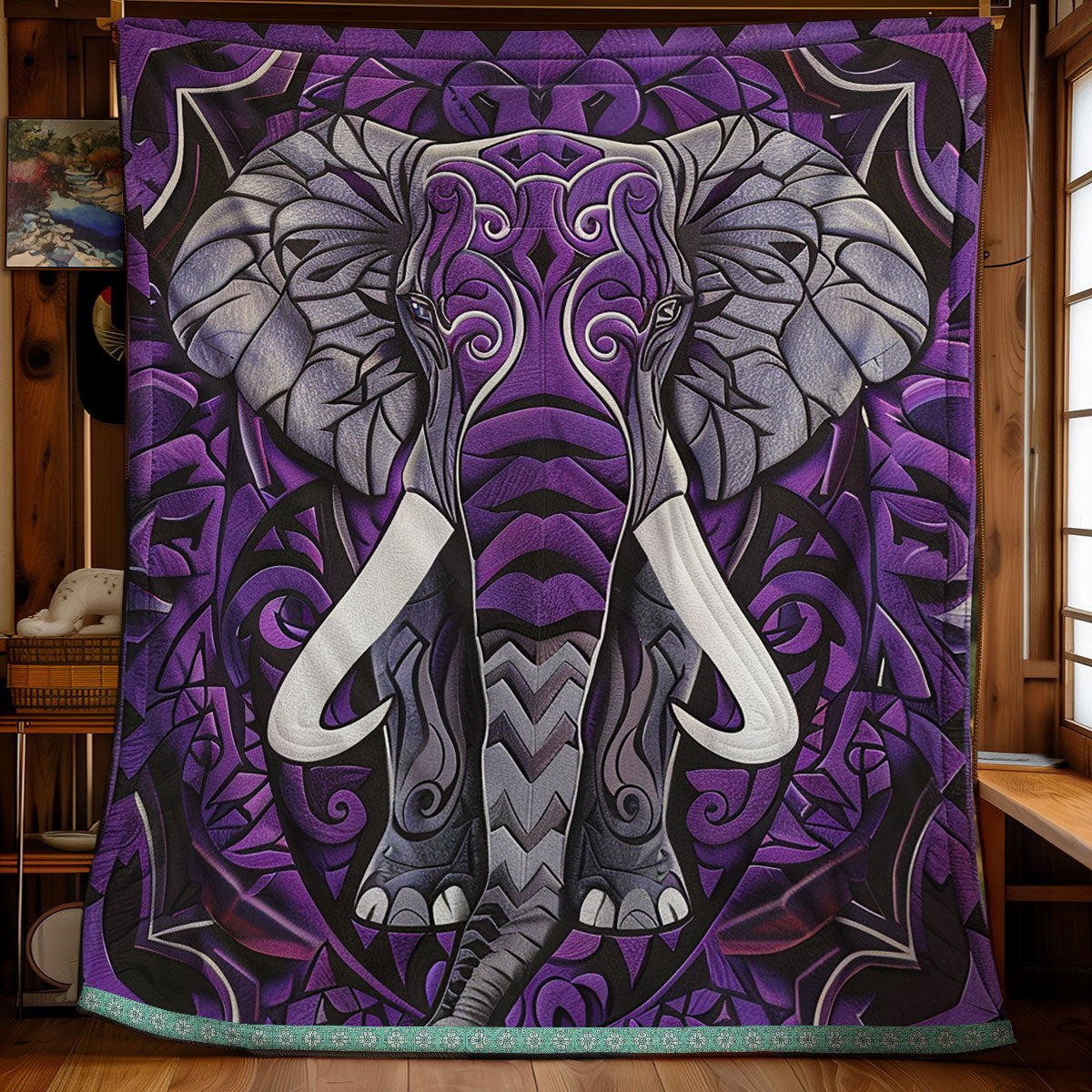 Mandala Purple Elephant XR0509008CL Quilt