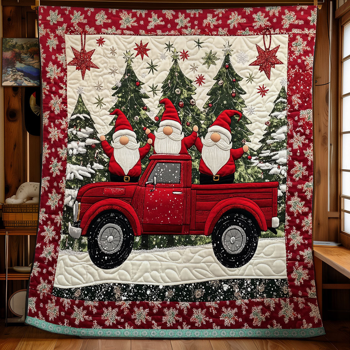 Merry Christmas Gnomes XR1009021CL Quilt