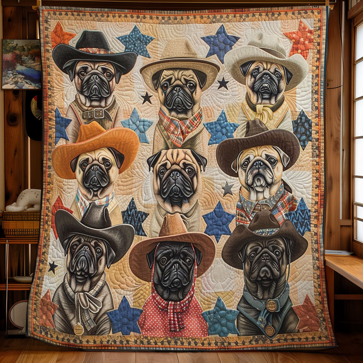 Pugs Star WM1308044CL Quilt