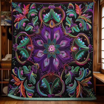 Purple And Teal Flower XR1309026CL Quilt