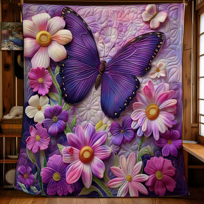 Purple Butterfly And Florals WO2308021CL Quilt