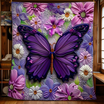 Purple Butterfly And Flowers WO2308022CL Quilt