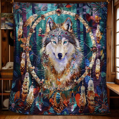 Purple Dream Catcher And Wolf WM1008070CL Quilt