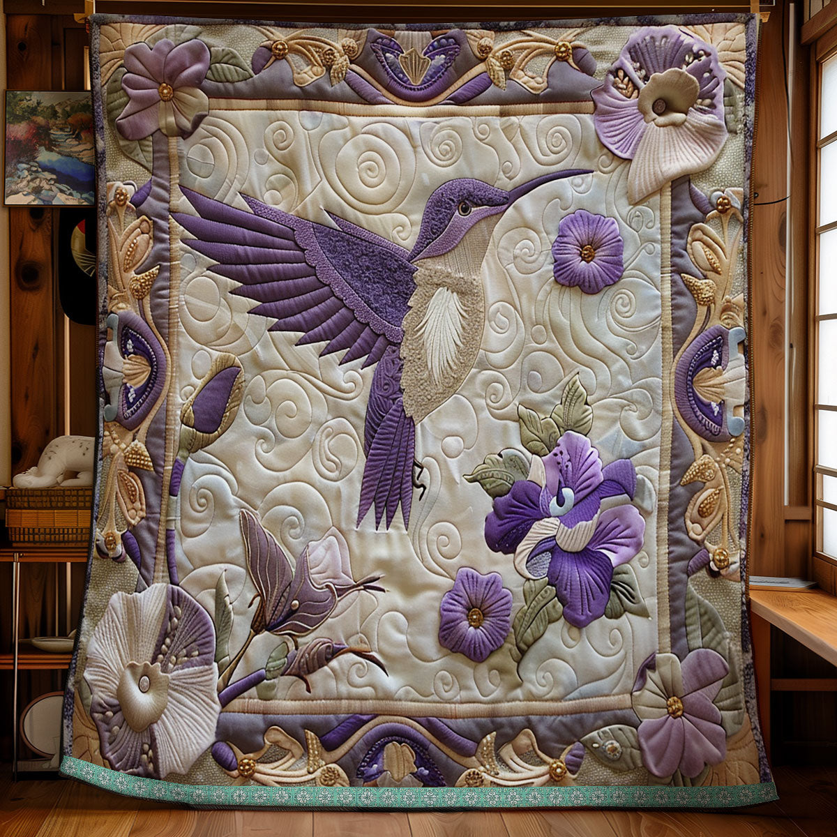 Purple Hummingbird Elegance XR0509002CL Quilt