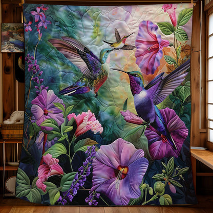 Purple Hummingbirds Family WM1408014CL Quilt