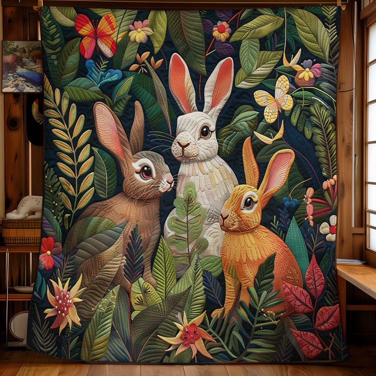 Rabbits In The Bushes WO3008037CL Quilt