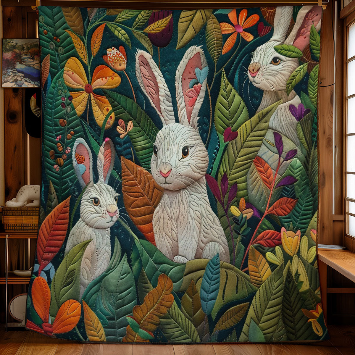 Rabbits In The Bushes WO3008038CL Quilt