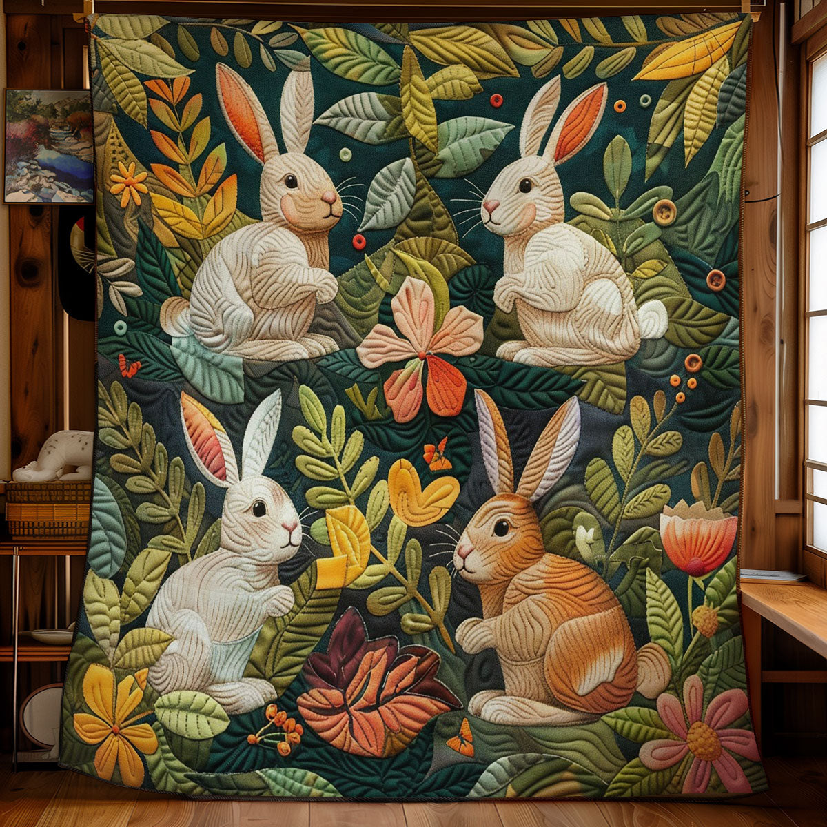 Rabbits In The Bushes WO3008039CL Quilt