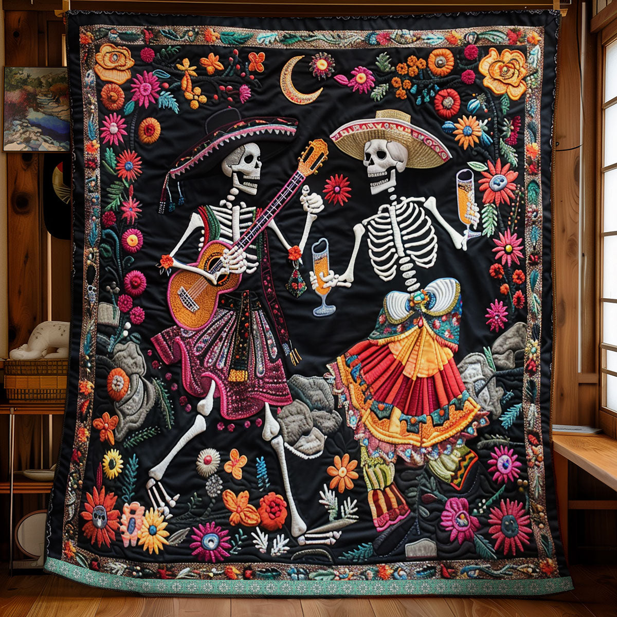 Skeleton Party XR0409007CL Quilt