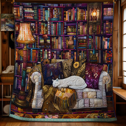 Sleeping Cat With Bookself XR3008006CL Quilt