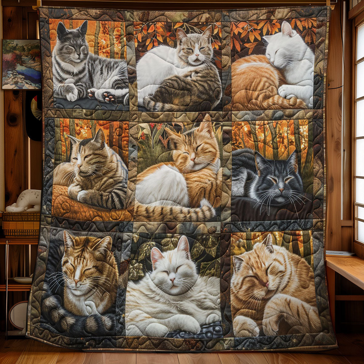 Sleeping Fall Cats WM1508023CL Quilt