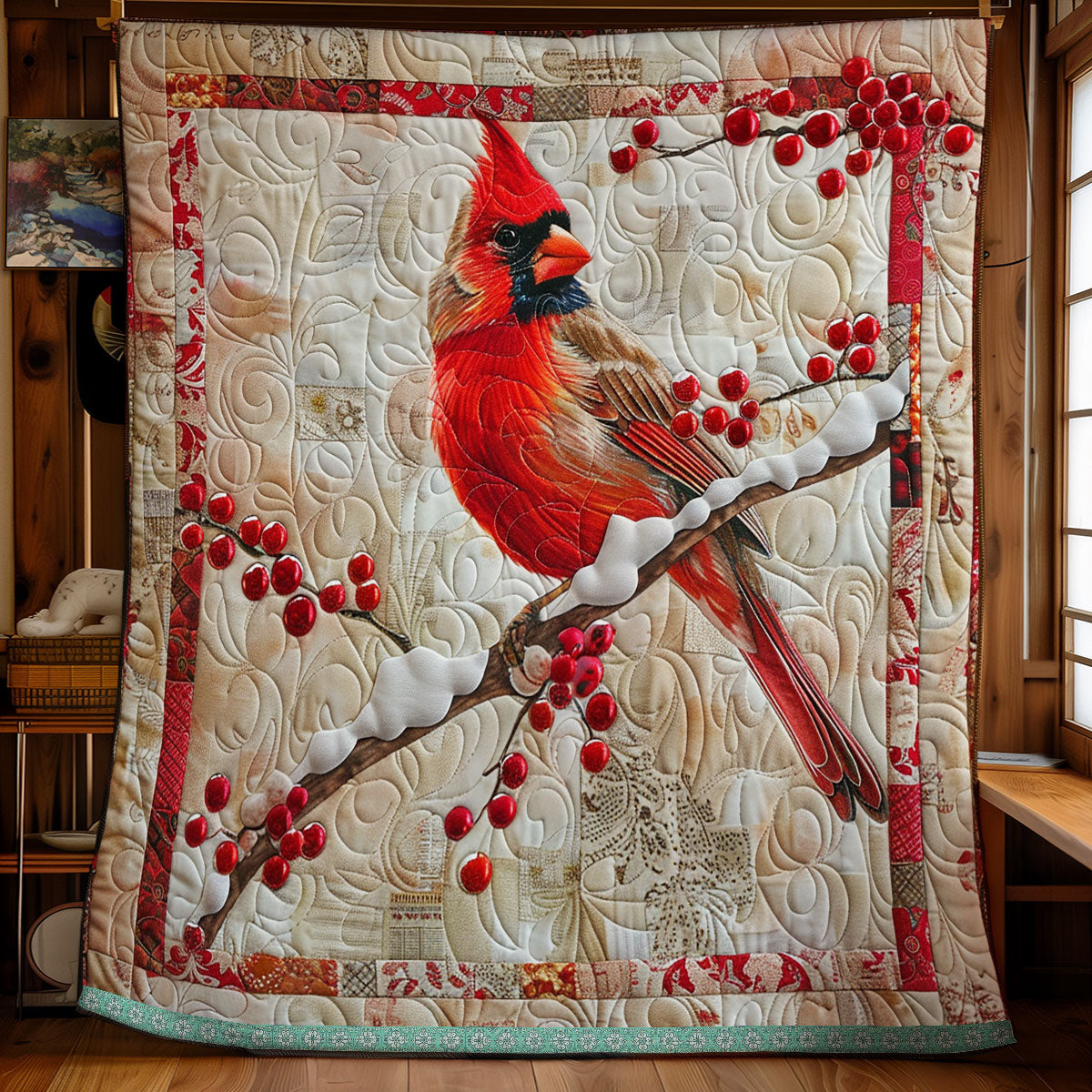 Snow Cardinal XR3008004CL Quilt