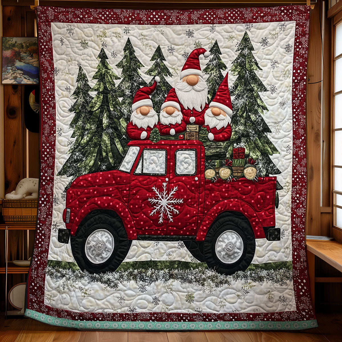 Snow Red Truck XR1009012CL Quilt